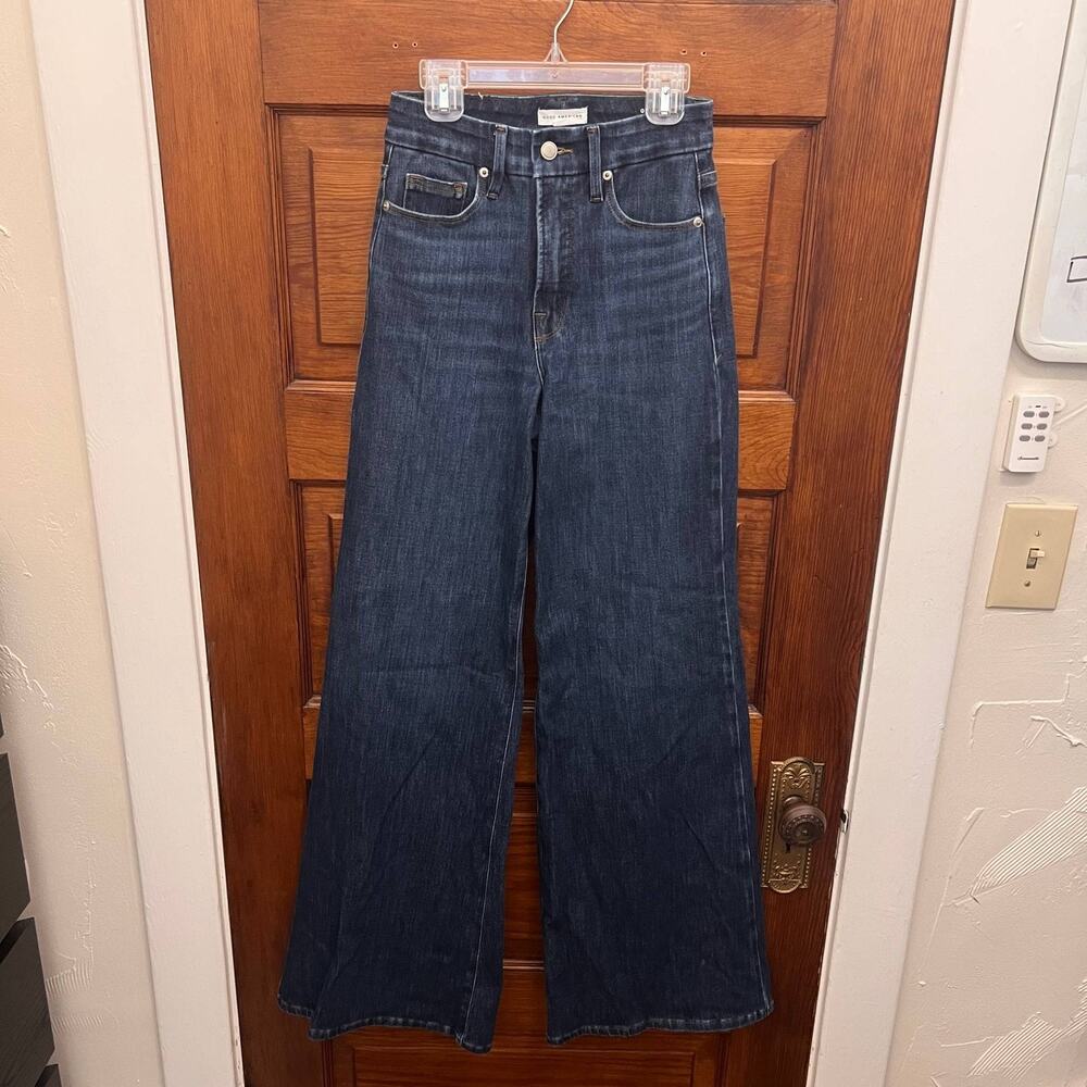Good American Good Waist Palazzo Jeans High Rise Dark Wash Denim Women's sz 25